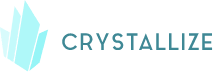 Crystallize logo with teal crystal icon and text