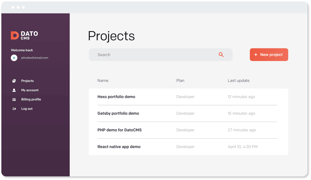 DatoCMS interface