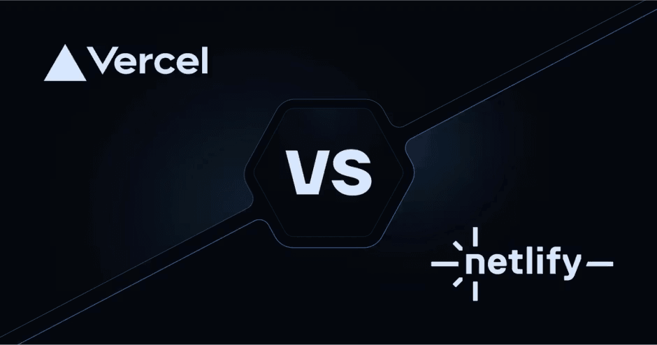Vercel vs Netlify comparison graphic with logos on dark background