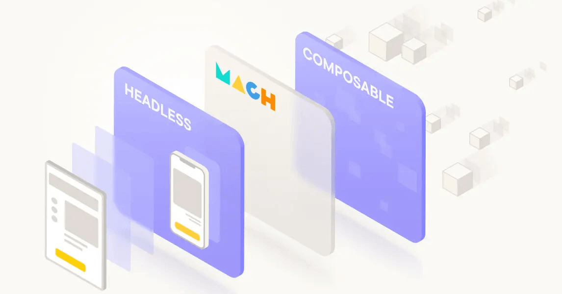 MACH architecture diagram showing headless and composable content layers