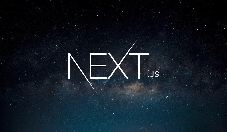 Next.js logo on a starry night sky background