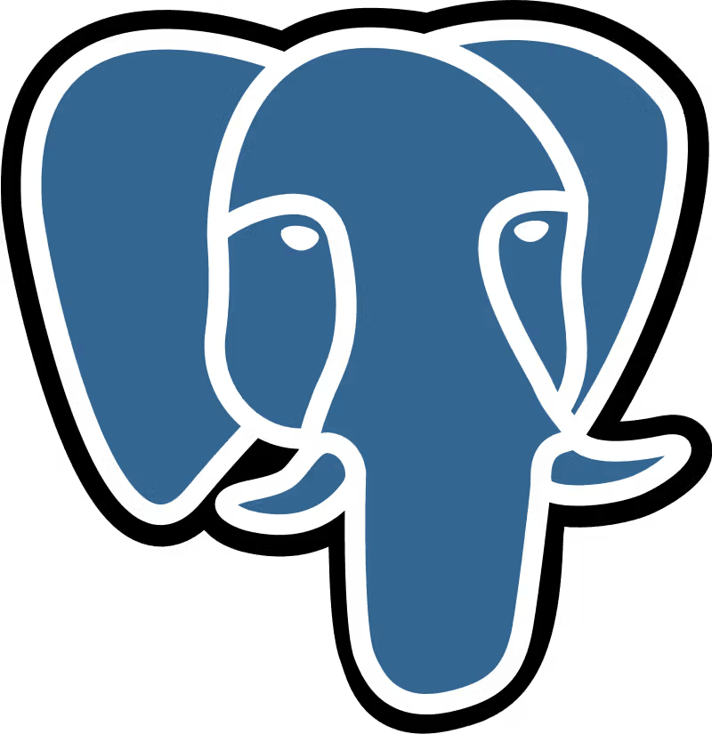 PostgreSQL elephant logo in blue and white