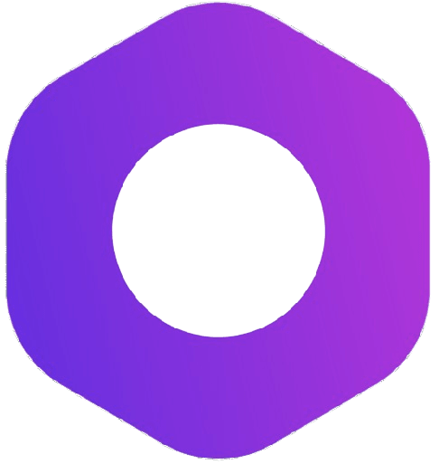 Medusa purple hexagonal ring logo on dark background