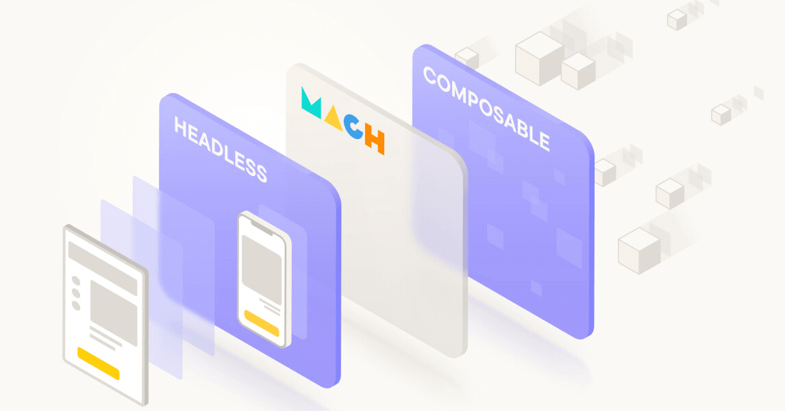 MACH architecture diagram showing headless and composable content layers