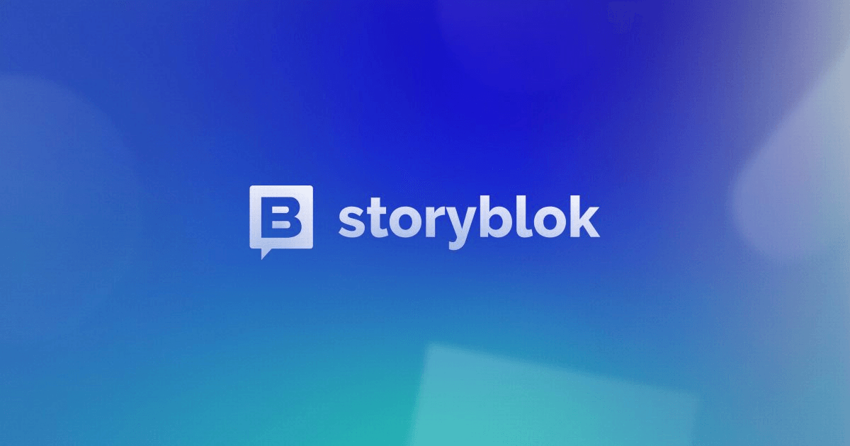 Storyblok logo on blue gradient background