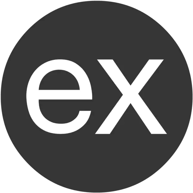 Express.js logo showing lowercase letters ex in white on dark circle