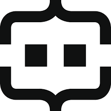 Black and white bot-like icon with rounded square face and two eyes