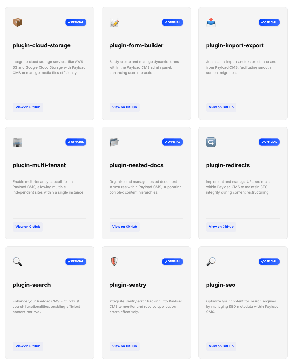 Payload official plugins