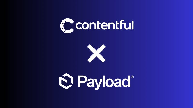 Contentful vs Payload logos on dark blue gradient background