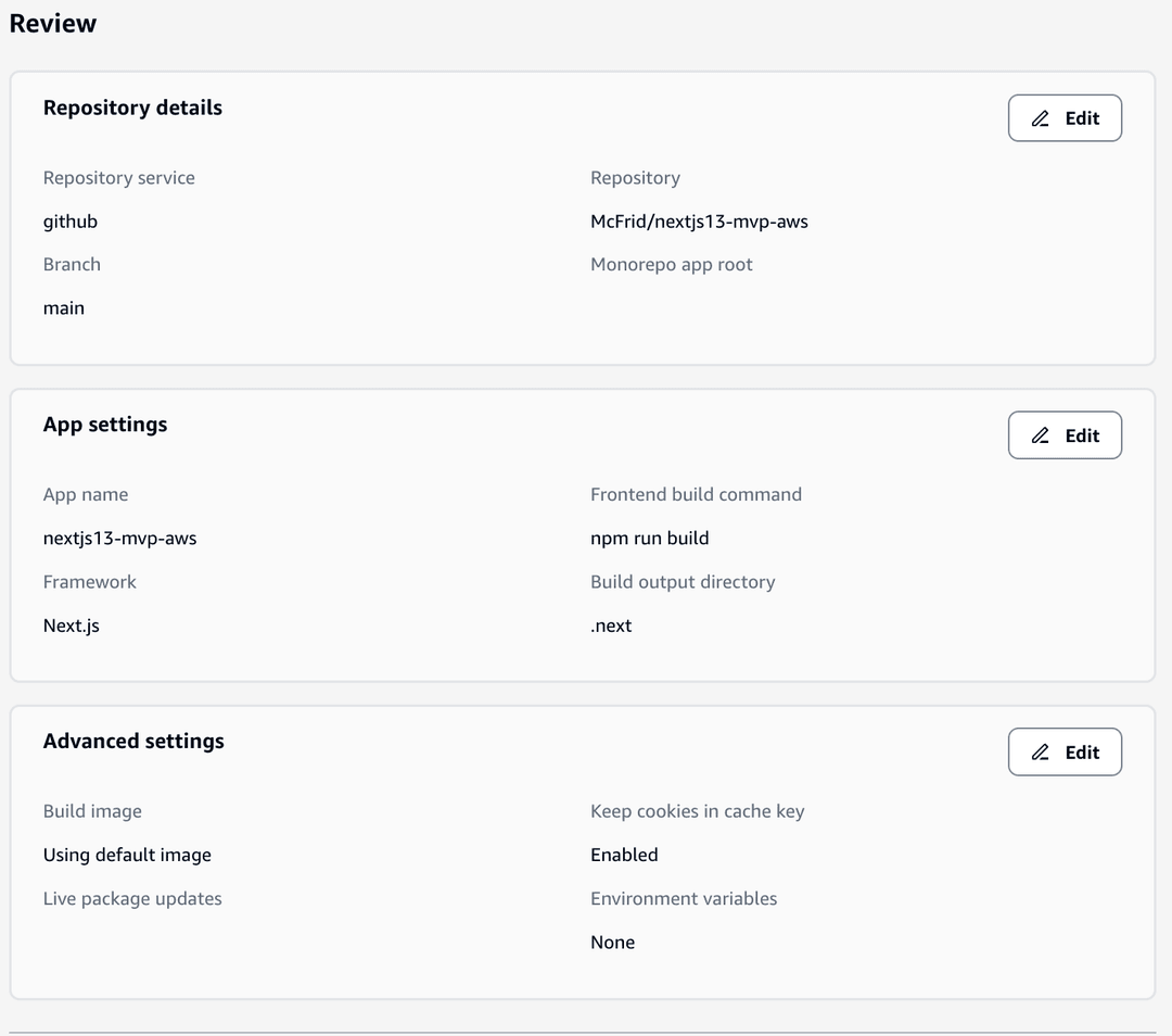 Amplify wizard - step 3