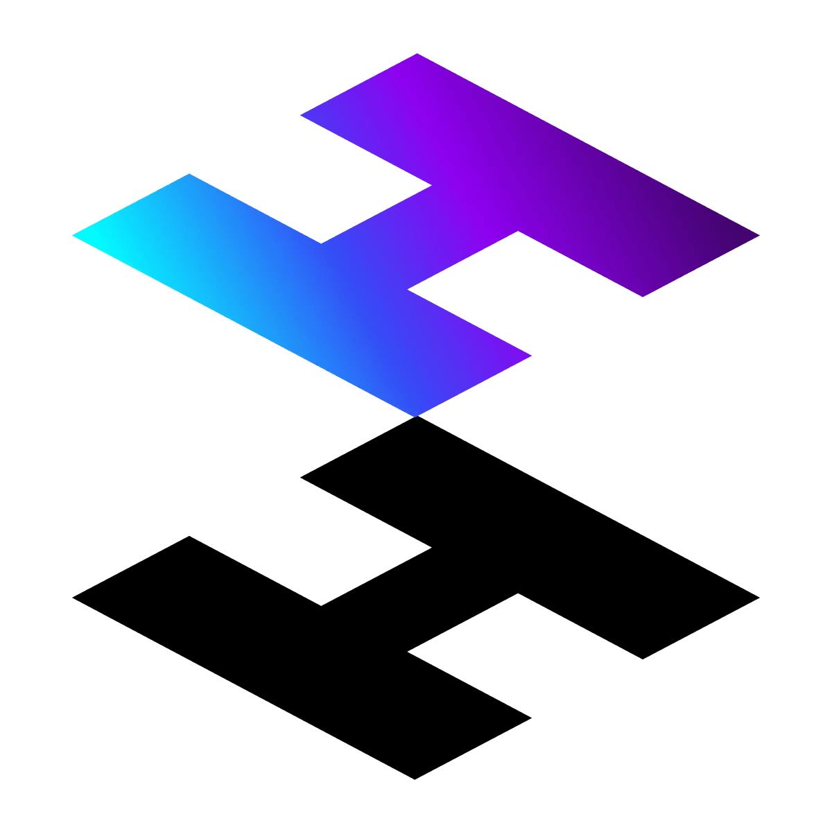 Hyvä theme logo with gradient cyan-to-purple geometric H shapes