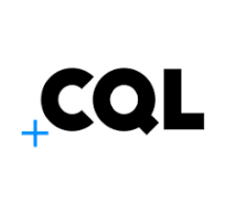Blue plus symbol next to black "CQL" text logo with stylized Q containing circular design element.
