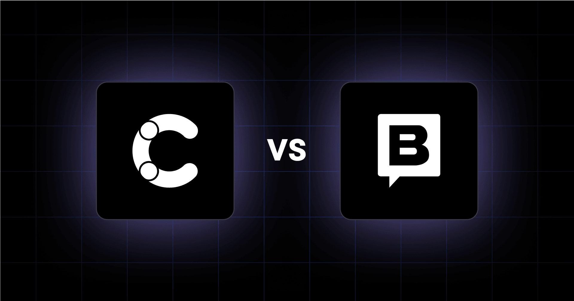 Contentful vs Brevo logos comparison on dark grid background