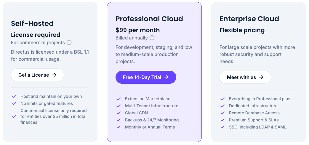 Directus pricing