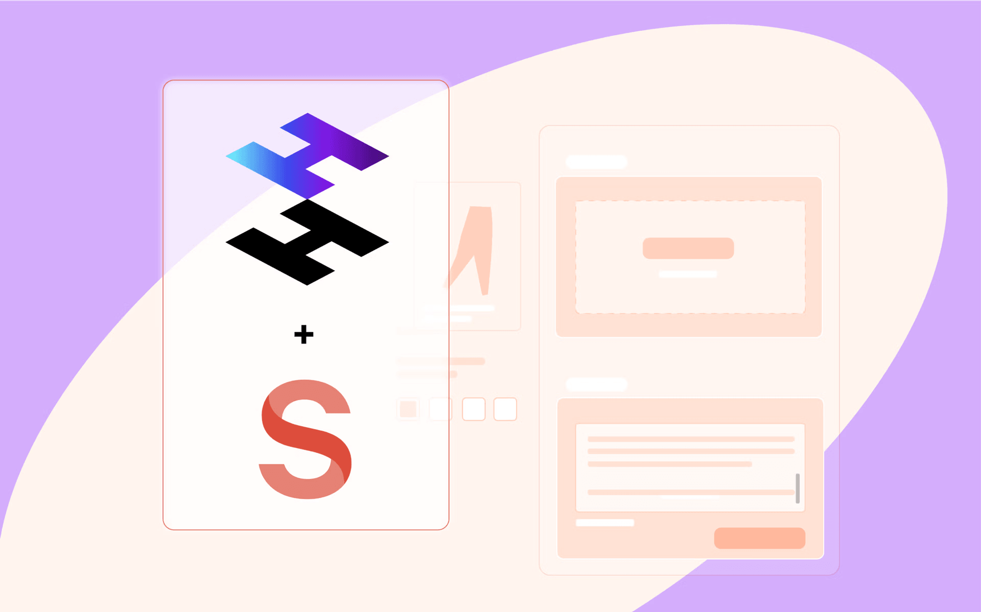 Hynote and Sanity logos with website layout mockups on purple background