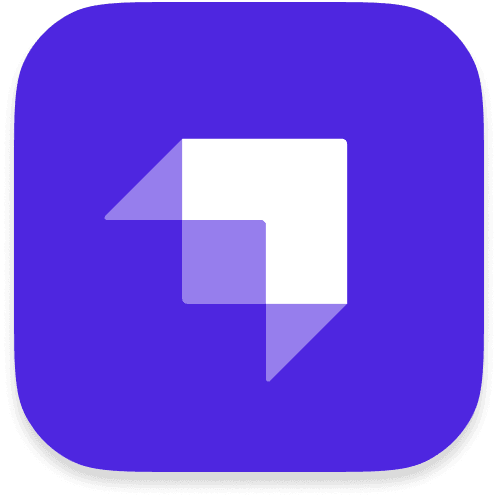 Beehiiv app icon with geometric speech bubble on purple background