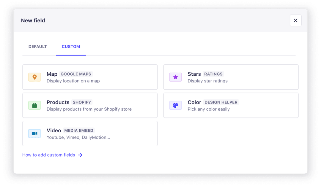 Strapi custom fields