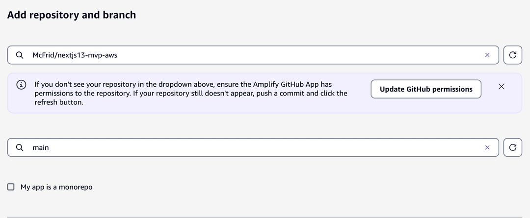 Amplify wizard - step 1