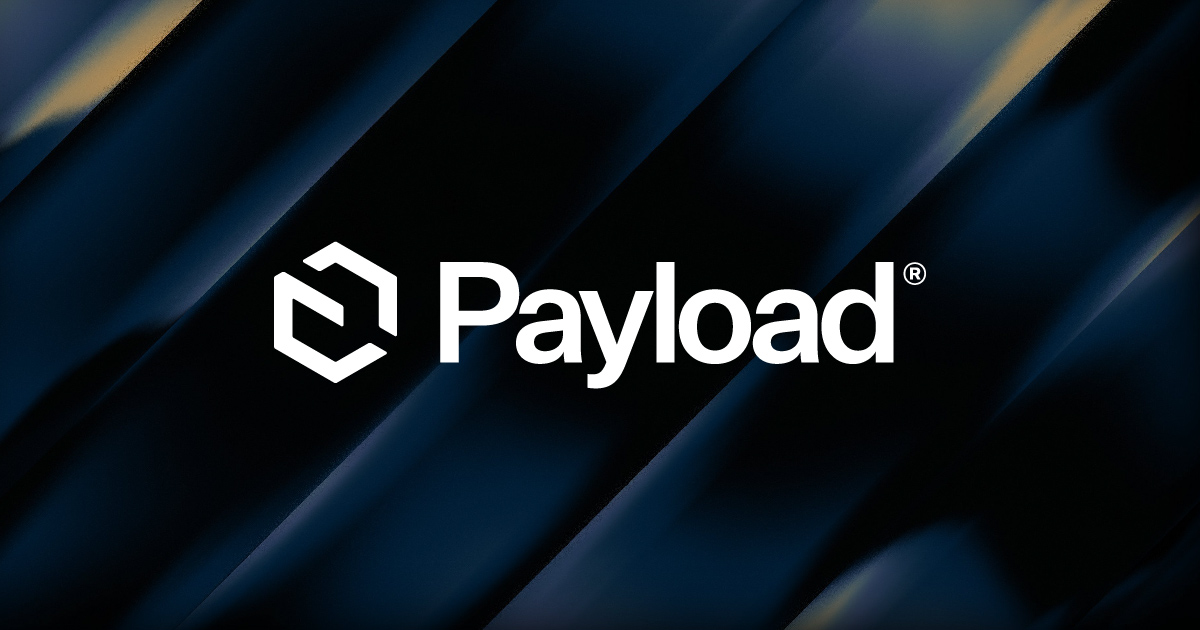 Payload CMS logo on dark textured background