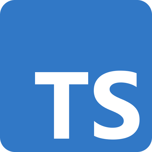 TypeScript logo with white TS letters on blue rounded square
