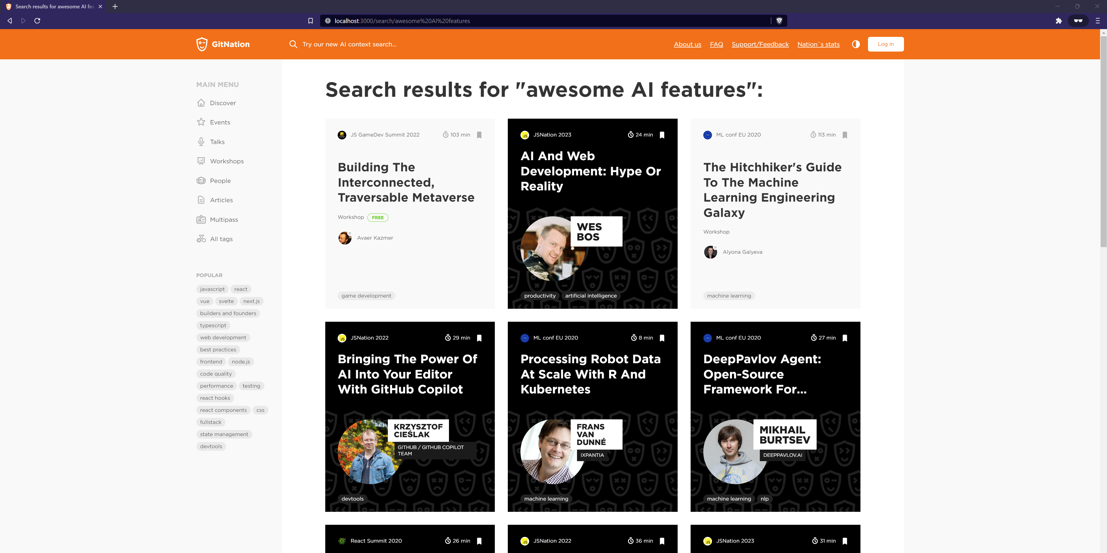 search results