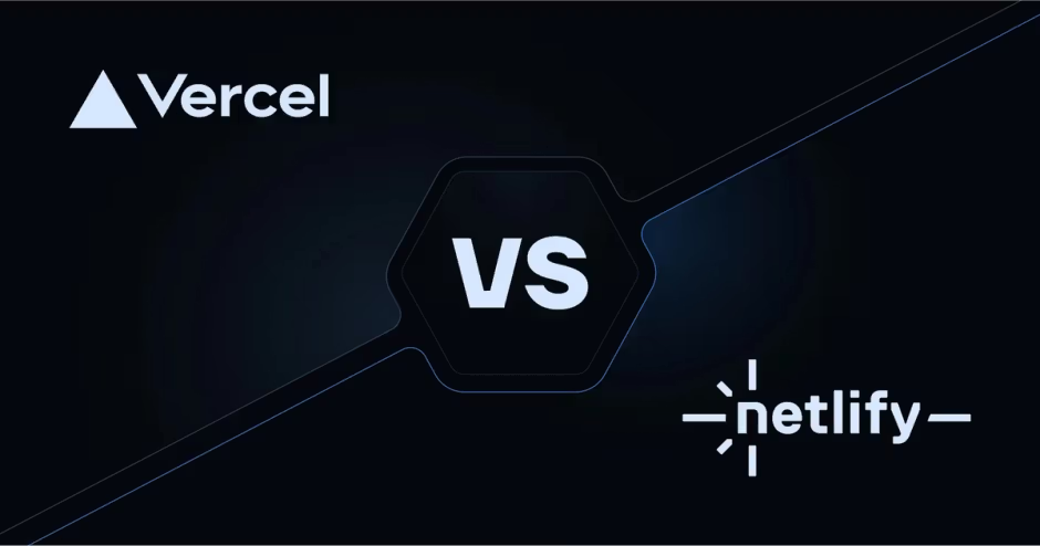 Vercel vs Netlify comparison graphic with logos on dark background