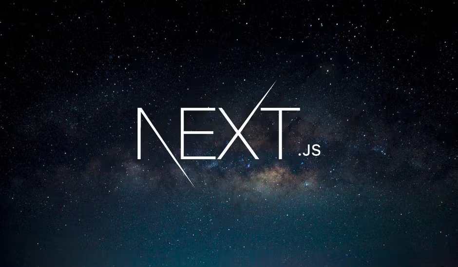 Next.js logo on a starry night sky background