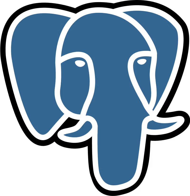 PostgreSQL elephant logo in blue and white