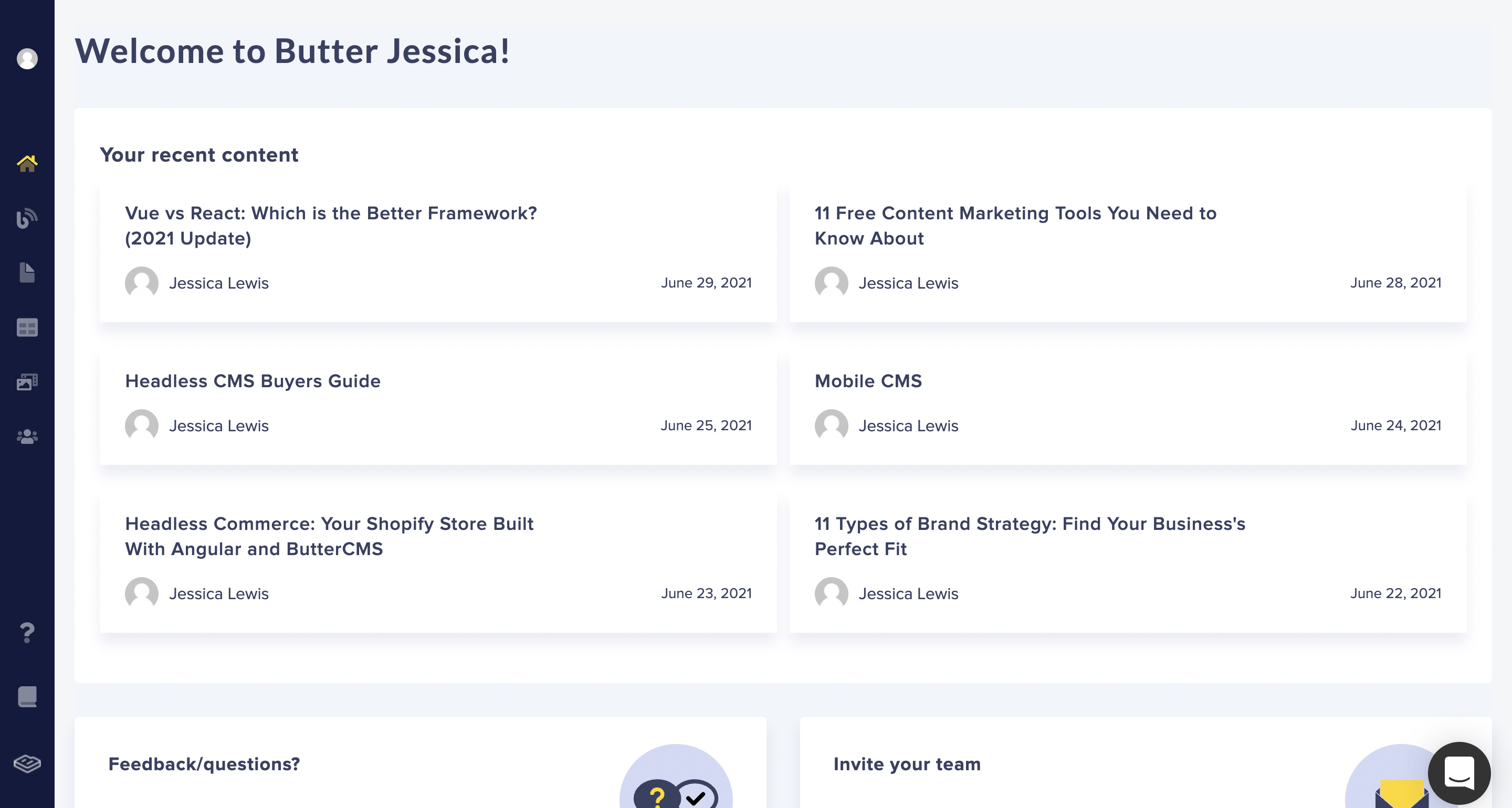 Butter CMS interface