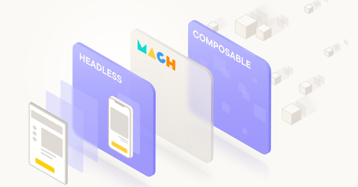 MACH architecture diagram showing headless and composable content layers