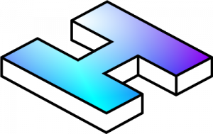 Hydrogen isometric 3D letter H with blue-purple gradient fill