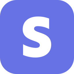 White letter S on purple rounded square app icon