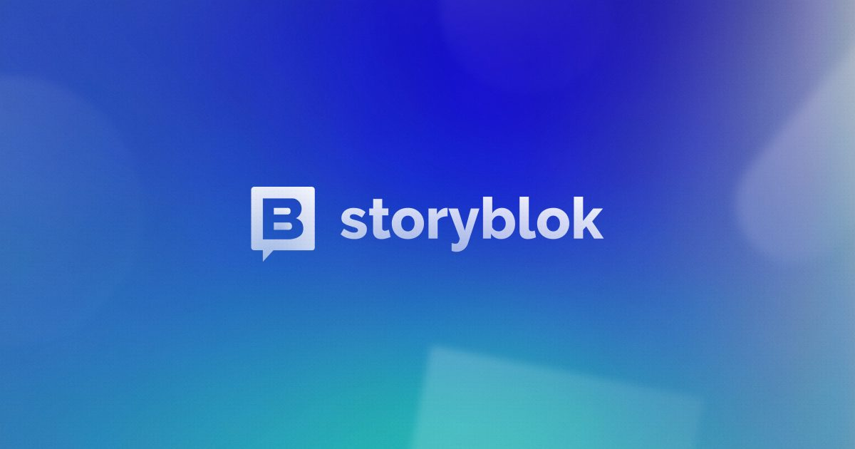 Storyblok logo on blue gradient background