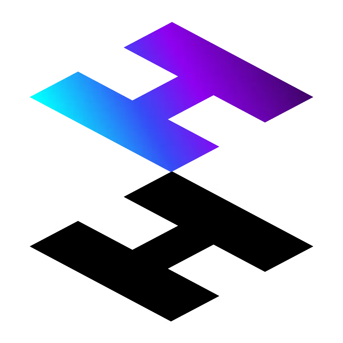 Hyvä theme logo with gradient blue-to-purple geometric H shapes