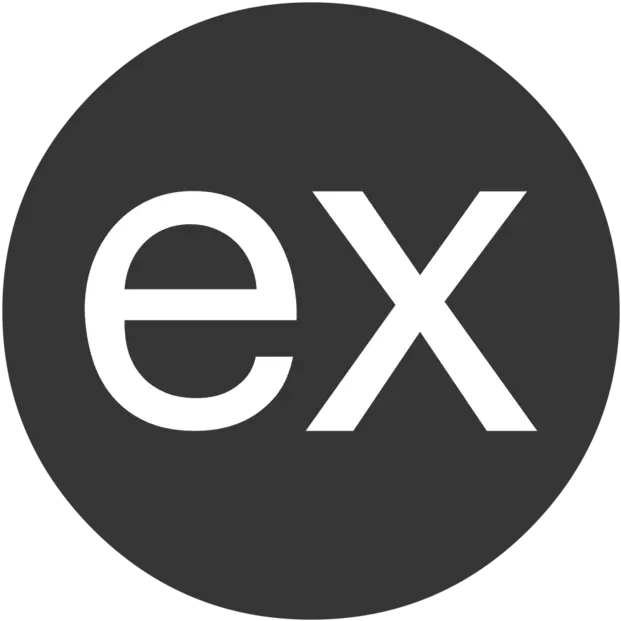 Express.js logo showing lowercase letters ex in white on dark circle