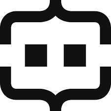 Black and white bot-like icon with rounded square face and two eyes