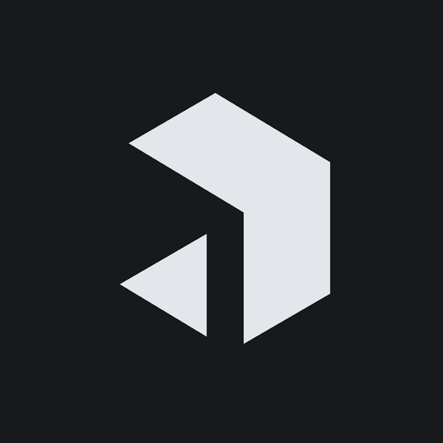 Abstract geometric arrow logo in white on dark background