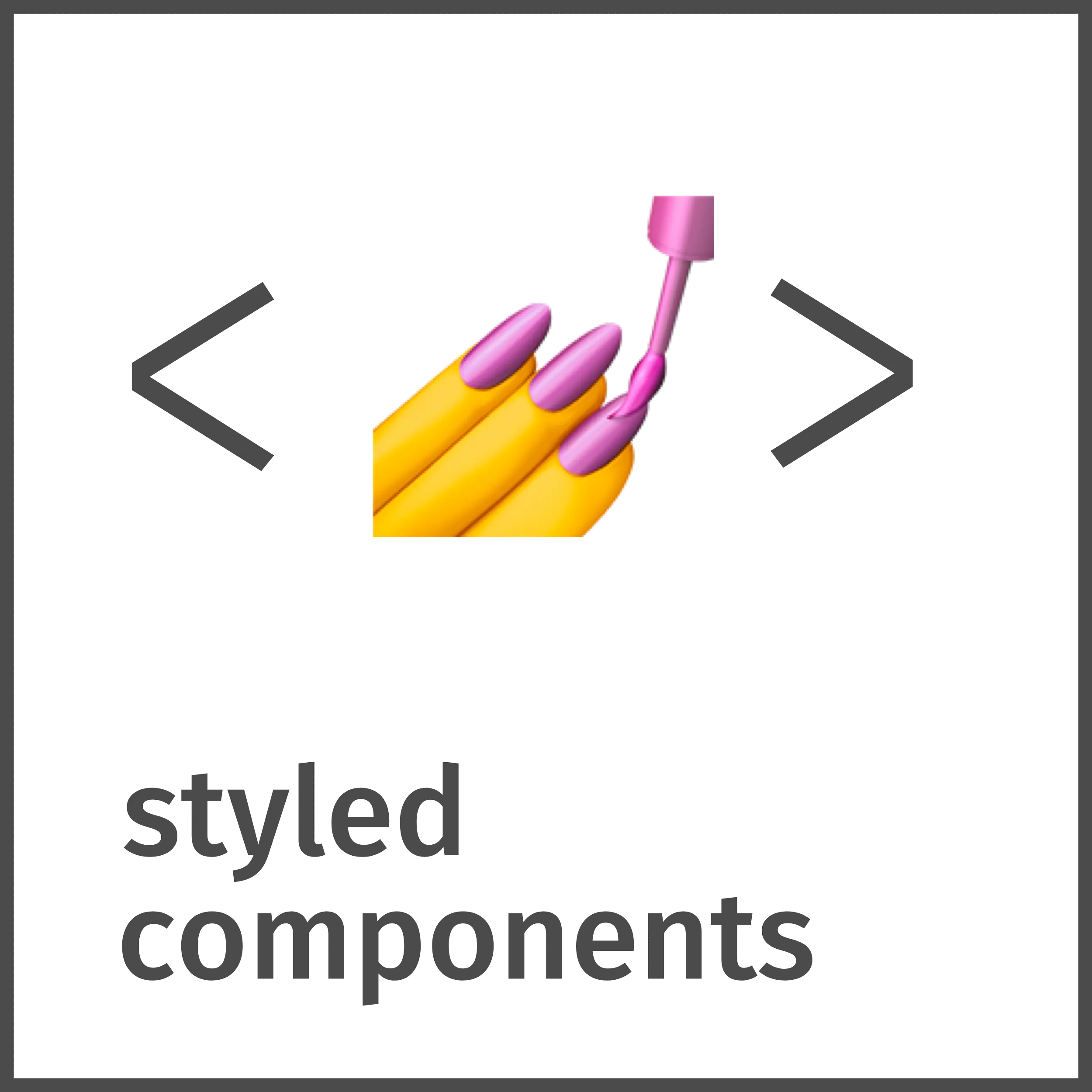 Styled-components logo with nail polish emoji and angle brackets