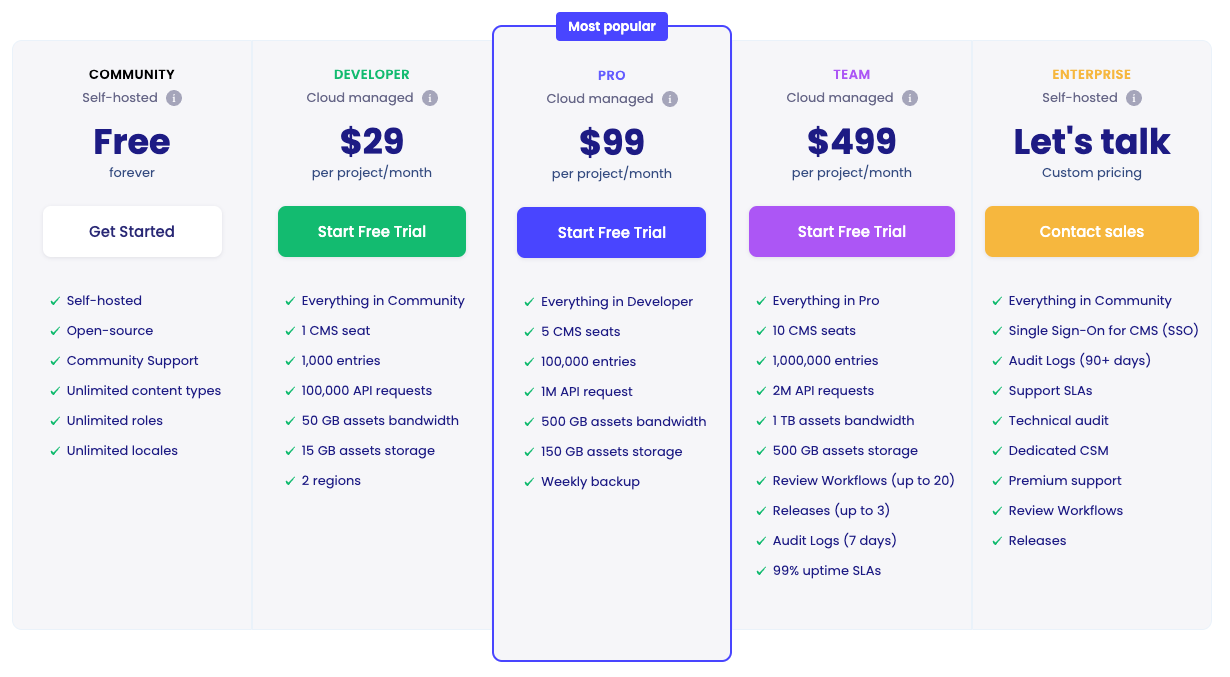 Strapi pricing