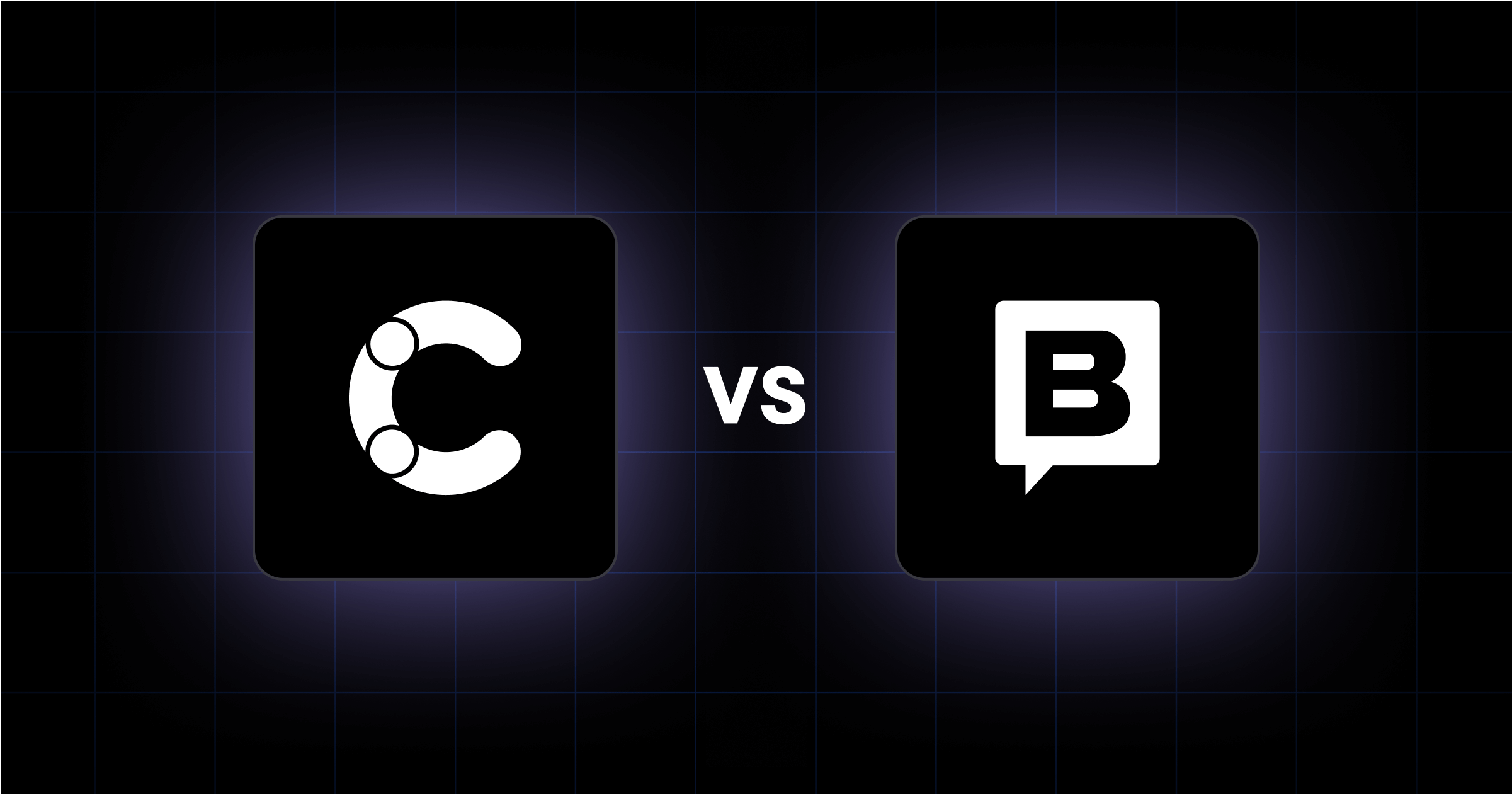 Contentful vs Brevo logos comparison on dark grid background