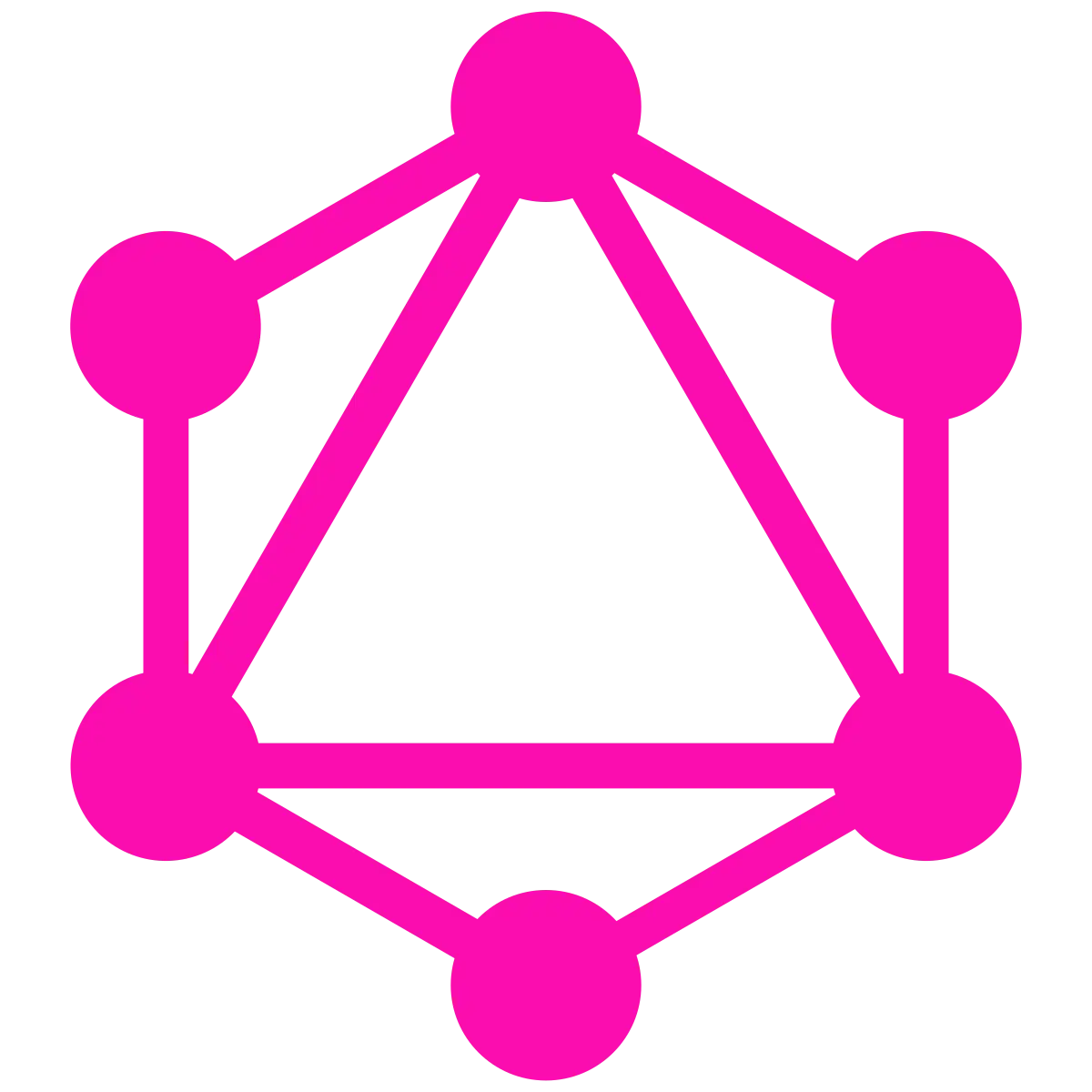 GraphQL logo with pink hexagonal graph nodes and connections
