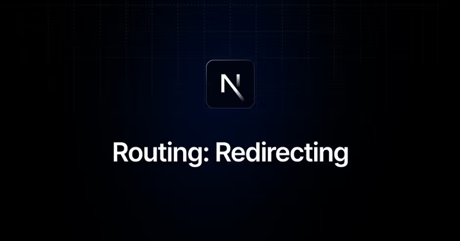 Next.js routing and redirecting title slide with dark background