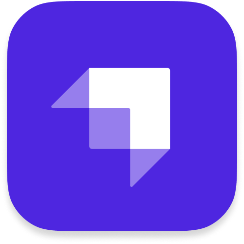 Beehiiv app icon with geometric speech bubble on purple background