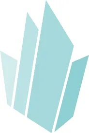 Teal crystal-shaped geometric logo icon