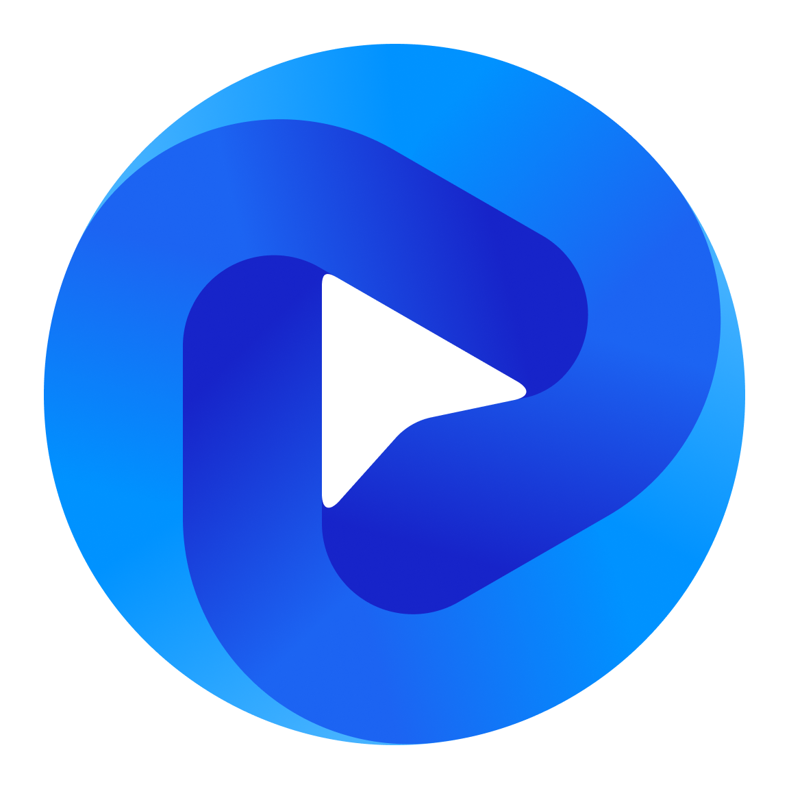 Blue gradient play button icon for video streaming