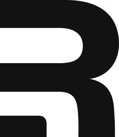 Bold black letter R logo partially cropped